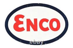 Vintage 1960 Dated Enco Double Sided Porcelain Sign 88 × 59 Huge
