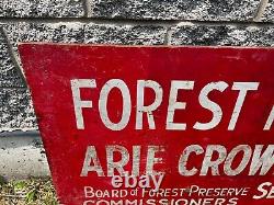 Vintage 1960's Hand Painted Double Sided Wood Cook County Forest Preserve Sign