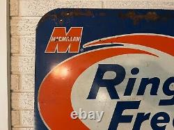 Vintage 1960's Ring-Free Motor Oils Double sided Metal Sign MAcmillan DL