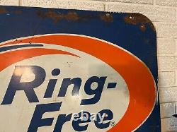 Vintage 1960's Ring-Free Motor Oils Double sided Metal Sign MAcmillan DL