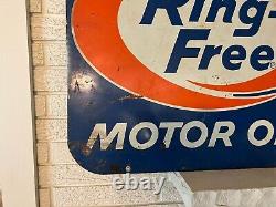 Vintage 1960's Ring-Free Motor Oils Double sided Metal Sign MAcmillan DL