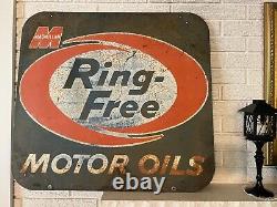 Vintage 1960's Ring-Free Motor Oils Double sided Metal Sign MAcmillan DL