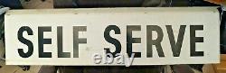 Vintage 1960s SELF SERVE Double Side Hanging Flange Gas Station Metal Sign