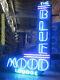 Vintage 1970's Blue Mood Lounge Antique Neon Sign / Large Double Sided