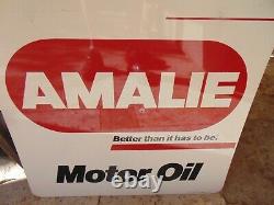 Vintage 1979 Double Side Amalie Motor Oil Advertising Sign 24x24 Garage Station