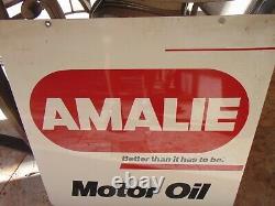 Vintage 1979 Double Side Amalie Motor Oil Advertising Sign 24x24 Garage Station