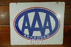 Vintage 1982 AAA Approved Double Sided Metal Advertising Sign 30 x 24