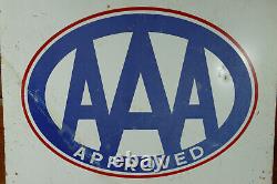 Vintage 1982 AAA Approved Double Sided Metal Advertising Sign 30 x 24