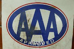 Vintage 1982 AAA Approved Double Sided Metal Advertising Sign 30 x 24