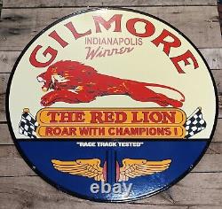 Vintage 24 inch Double Sided Gilmore The Red Lion Repop Oil Sign