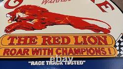Vintage 24 inch Double Sided Gilmore The Red Lion Repop Oil Sign