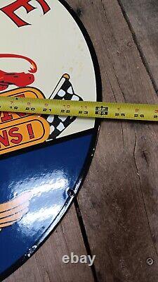 Vintage 24 inch Double Sided Gilmore The Red Lion Repop Oil Sign