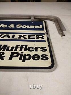 Vintage 24x18 Walker Mufflers & Pipes Double Sided Sign & L Bracket Stout Ind