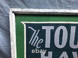 Vintage 24x42 Double Sided Wood the Tourist Haven Sign Old Camp Green 1343-23B