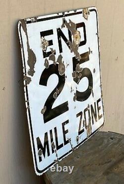 Vintage 25 MPH Speed Limit Double Sided Porcelain Sign Original Road Work Street