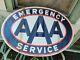 Vintage 36 Emergency Service Aaa Porcelain Double Sided Sign Gas Oil Station