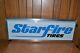 Vintage 3' X 1' Double Sided Lighted Hanging Starfire Tires Gas Oil Sign