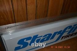 Vintage 3' x 1' Double Sided Lighted Hanging Starfire Tires Gas Oil Sign