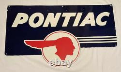 Vintage 48 Pontiac Dealership Double Sided 25# Porcelain Sign Car Truck Oil Gas