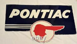 Vintage 48 Pontiac Dealership Double Sided 25# Porcelain Sign Car Truck Oil Gas