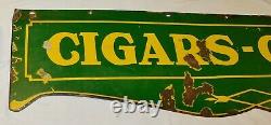 Vintage 60 1920's Cigar Candy Double Sided Porcelain Sign Soda Fountain