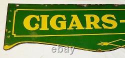 Vintage 60 1920's Cigar Candy Double Sided Porcelain Sign Soda Fountain