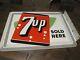 Vintage 7up Sold Here Sign Double Sided Flange C1956 Stout Sign Co Rare