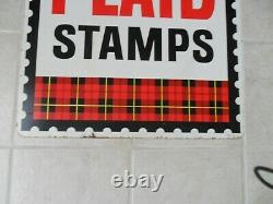 Vintage! 950's 60's Large Original Plaid Stamp Heavy Metal Sign Double Sided
