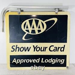 Vintage AAA Approved Lodging Double Sided Gas Oil Sign with Bracket 26x24
