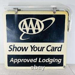 Vintage AAA Approved Lodging Double Sided Gas Oil Sign with Bracket 26x24