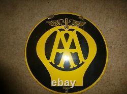 Vintage AA Enamel sign, 18 Diameter, Double Sided 1930-40s. Lovely Condition