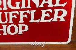 Vintage AP Muffler Shop Gas Oil Station Double Sided Metal Advertising Sign 24