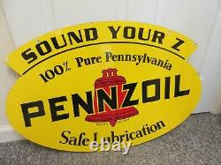 Vintage Advertising Pennzoil Oil Double Sided Enamel Porcelain Sign A-65
