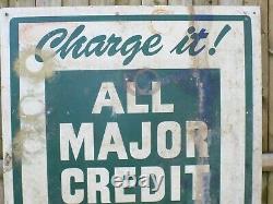 Vintage All Major Credit Cards Honored Oil Company Double Sided Sign