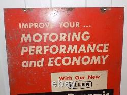 Vintage Allen Tune-Up Center Double Sided Heavy Metal Sign