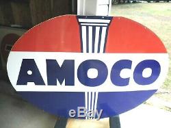 Vintage Amoco 6ft Porcelain Sign Double Sided 1958 Sps 6ft X 4ft Hard 2 Find