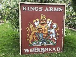 Vintage Antique English Pub Kings Arms Double sided hand painted Sign