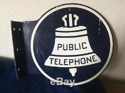 Vintage/Antique Public Telephone Metal Sign Flange Double Sided-fun to own