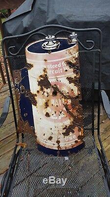 Vintage/ Antique rare Red Seal Dry Battery Double sided Porcelain Flanged Sign