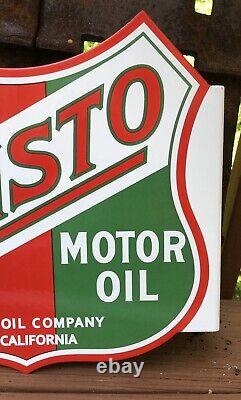 Vintage Aristo 13.5 Porcelain Sign Gas Station Double Sided Flange Union Oil