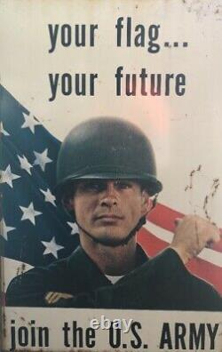 Vintage Army Recruiting Metal Sign Your Glad Your Future Double Sided Vietnam 67