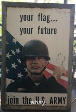 Vintage Army Recruiting Metal Sign Your Glad Your Future Double Sided Vietnam 67