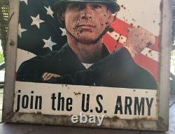 Vintage Army Recruiting Metal Sign Your Glad Your Future Double Sided Vietnam 67