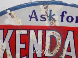 Vintage Ask For Kendall Motor Oils Porcelain Double Sided Sign