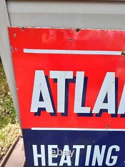 Vintage Atlantic Refining heating oils double sided porcelain sign advertising