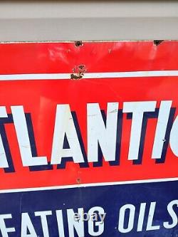 Vintage Atlantic Refining heating oils double sided porcelain sign advertising