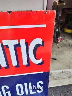 Vintage Atlantic Refining heating oils double sided porcelain sign advertising
