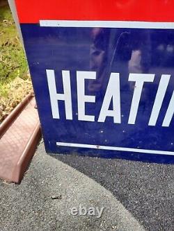 Vintage Atlantic Refining heating oils double sided porcelain sign advertising