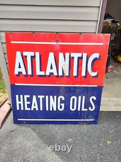 Vintage Atlantic Refining heating oils double sided porcelain sign advertising