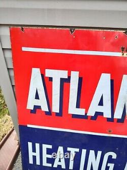 Vintage Atlantic Refining heating oils double sided porcelain sign advertising